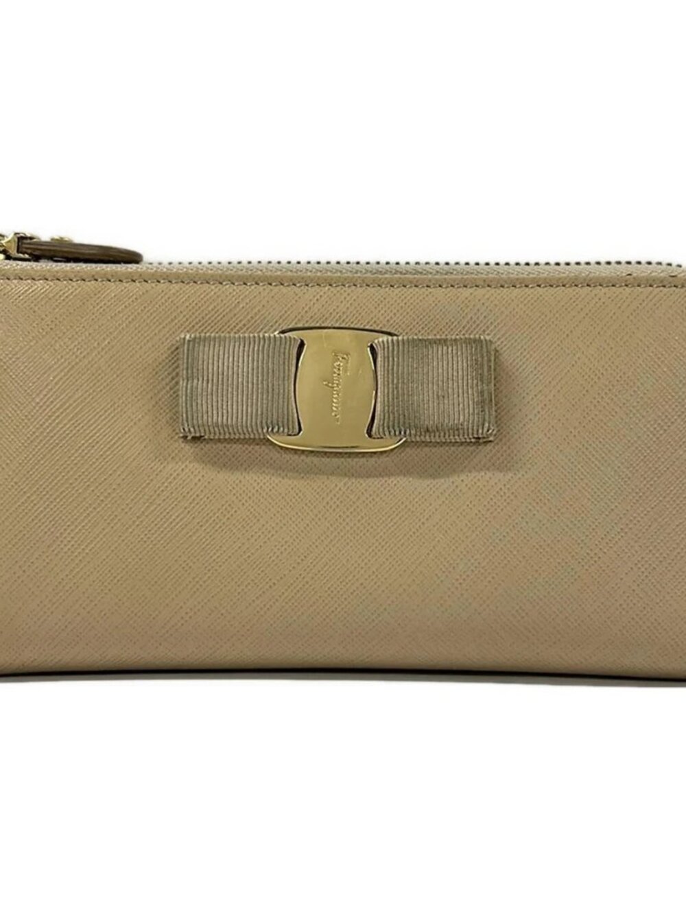 Salvatore Ferragamo Vara - Beige Leather Long Wallet